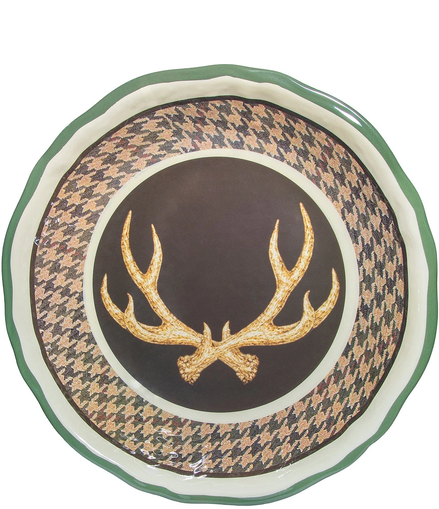 HiEnd Accents Joshua Melamine Deer Horn Houndstooth Serving Bowl