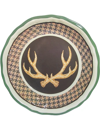 HiEnd Accents Joshua Melamine Deer Horn Houndstooth Serving Bowl