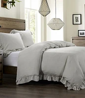 HiEnd Accents Lily Collection Washed Linen Ruffled Duvet Cover