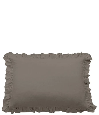 Hiend Accents Lily Collection Washed Linen Ruffled Dutch Euro Pillow