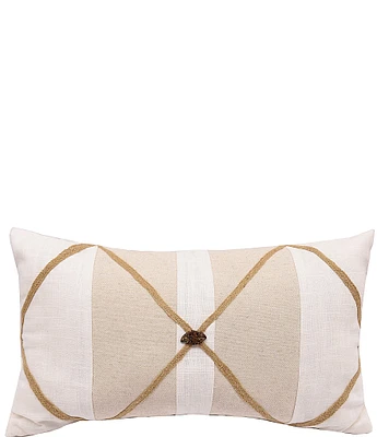 HiEnd Accents Linen Button Colorblock Braided Pillow