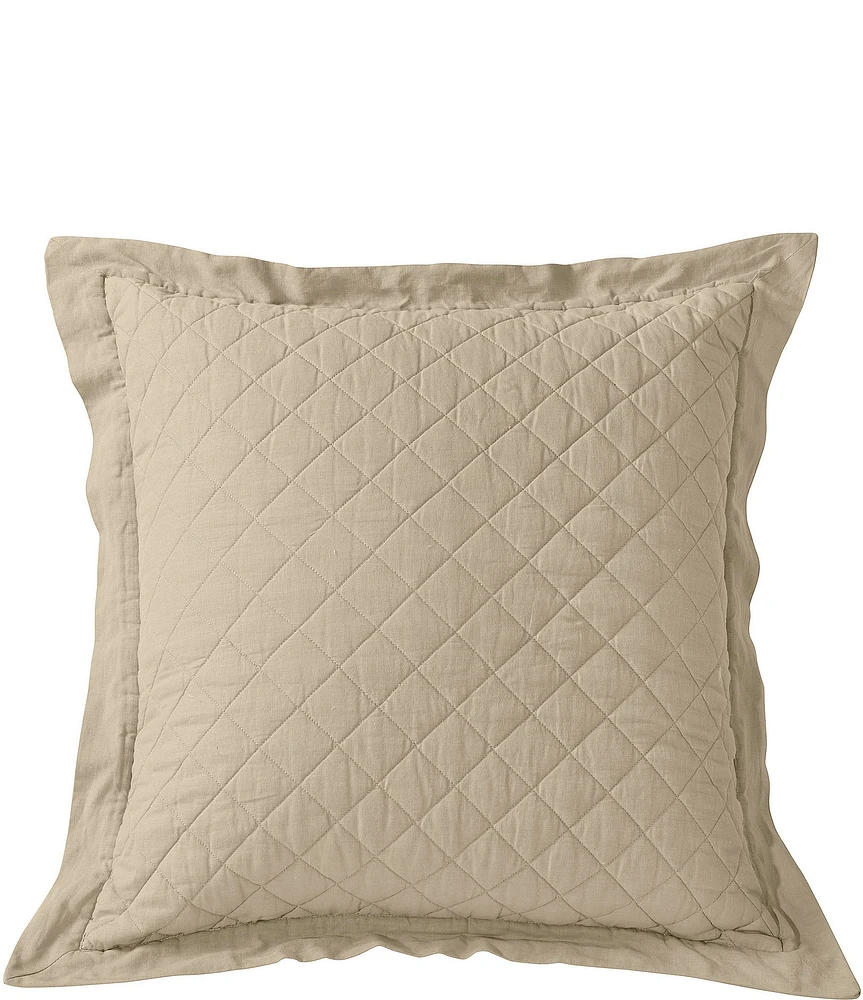 HiEnd Accents Linen Diamond Quilted Pattern Euro Sham