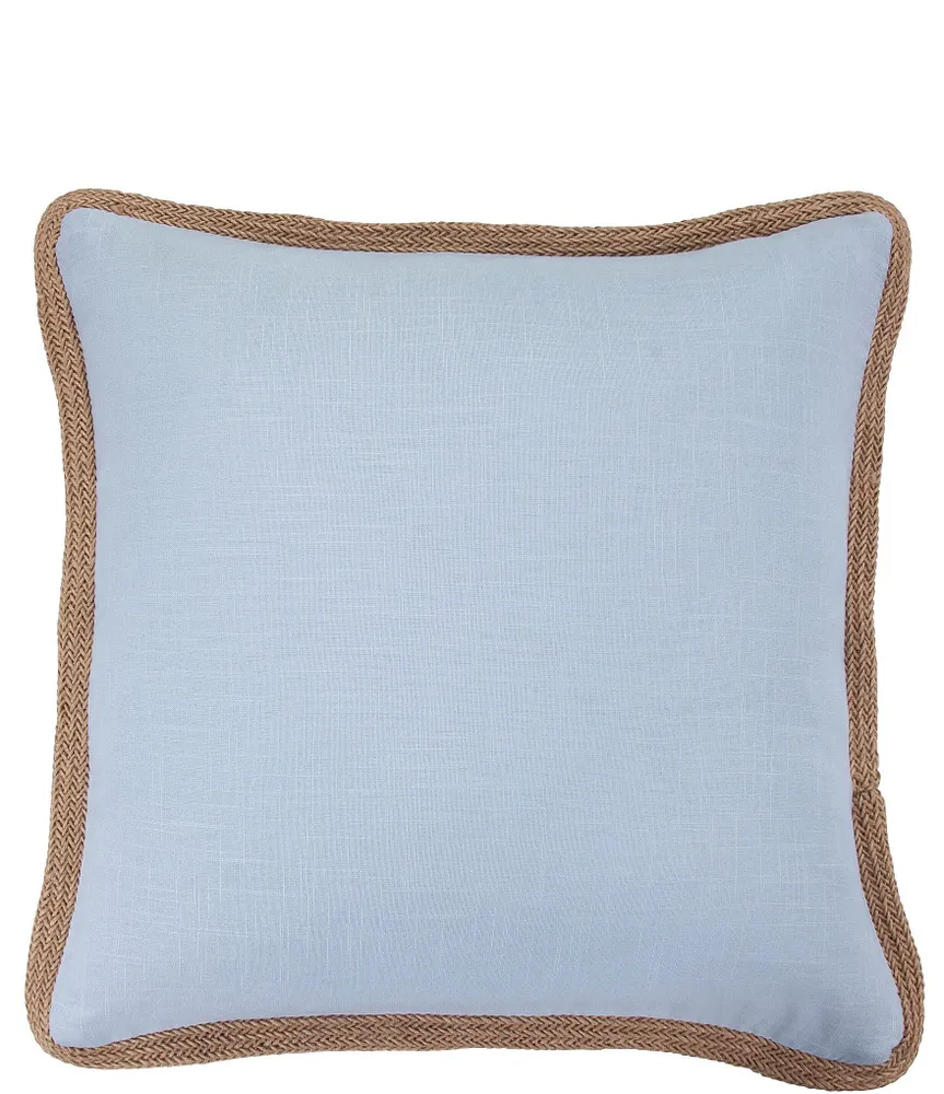 HiEnd Accents Luna Collection Washed Linen Jute Trimmed Euro Sham