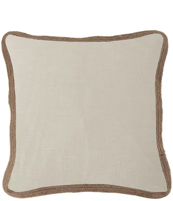 HiEnd Accents Luna Collection Washed Linen Jute Trimmed Euro Sham