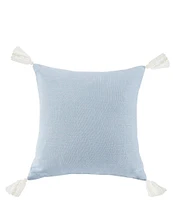 HiEnd Accents Luna Collection Washed Linen Tasseled Square Pillow