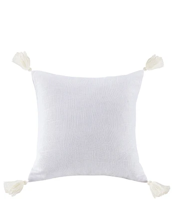 HiEnd Accents Luna Collection Washed Linen Tasseled Square Pillow