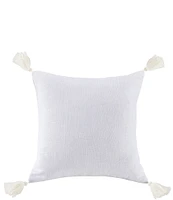 HiEnd Accents Luna Collection Washed Linen Tasseled Square Pillow