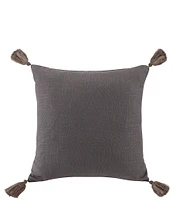 HiEnd Accents Luna Collection Washed Linen Tasseled Square Pillow