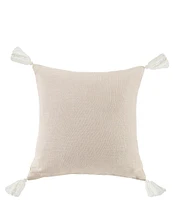 HiEnd Accents Luna Collection Washed Linen Tasseled Square Pillow