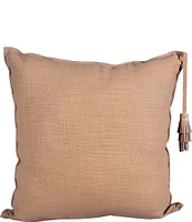 HiEnd Accents Oversized Chevron Leather Pillow with Tassels