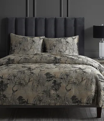 HiEnd Accents Pastoral Jacquard Collection French Toile Woven Metallic Comforter Mini Set