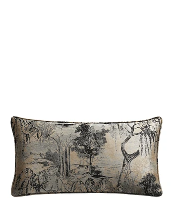 HiEnd Accents Pastoral Jacquard Woven Metallic Idyllic Countryside Motif Lumbar Pillow