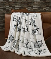 Indigo Hill by HiEnd Accents Ranch Life Western Toile Campfire Sherpa Throw