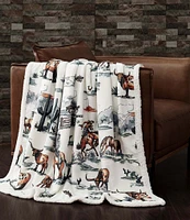 Indigo Hill by HiEnd Accents Ranch Life Western Toile Campfire Sherpa Throw