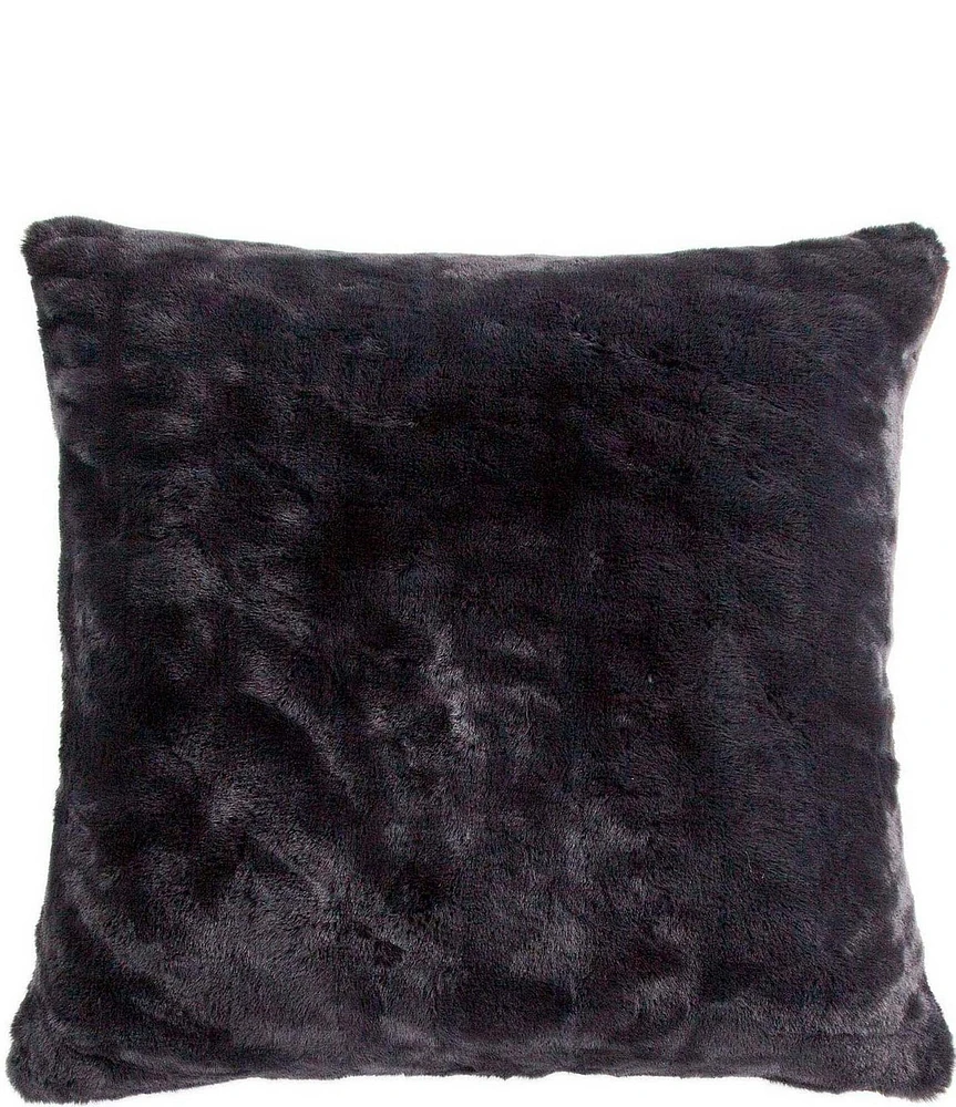 HiEnd Accents Ruched Faux Rabbit Fur Collection Euro Pillow With Down Insert