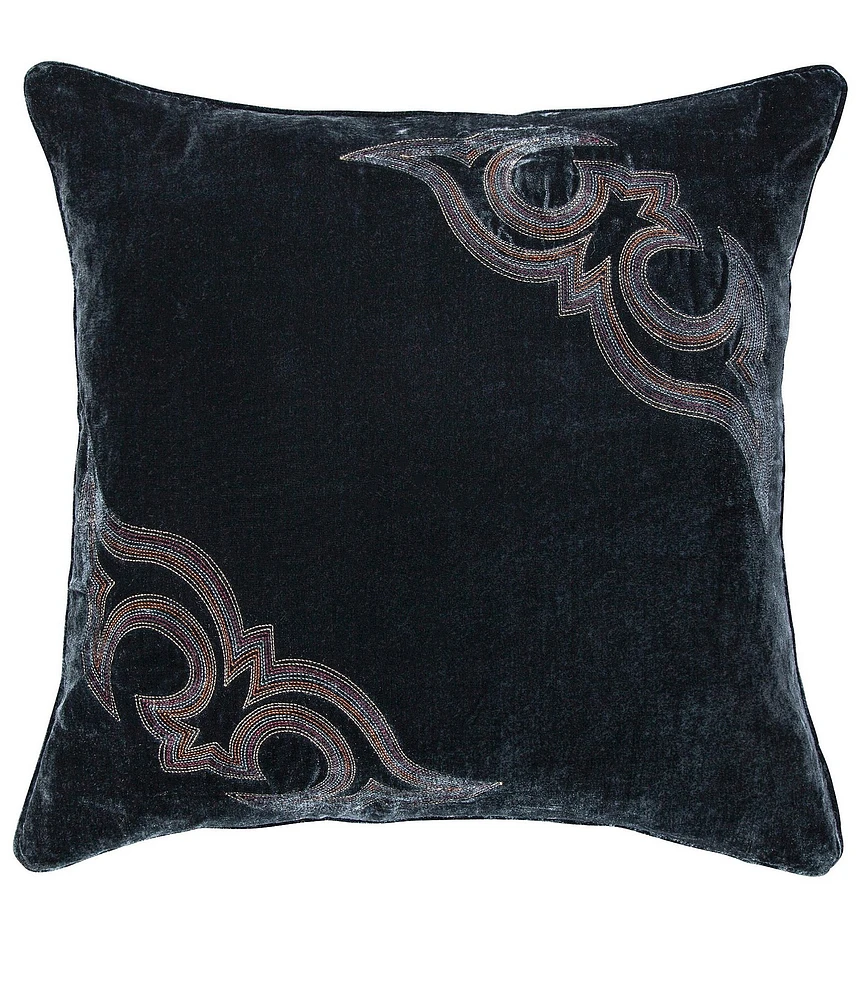 HiEnd Accents Stella Collection Boot Stitch Faux Silk Velvet Square Pillow