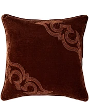 HiEnd Accents Stella Collection Boot Stitch Faux Silk Velvet Square Pillow