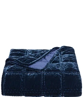 HiEnd Accents Stella Collection Faux Silk Velvet Double Box Stitched Throw Blanket