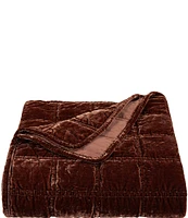 HiEnd Accents Stella Collection Faux Silk Velvet Double Box Stitched Throw Blanket