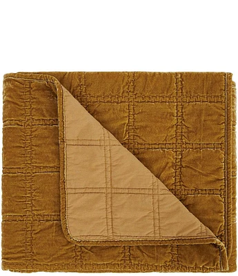 HiEnd Accents Stella Collection Faux Silk Velvet Double Box Stitched Throw Blanket