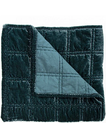 HiEnd Accents Stella Collection Faux Silk Velvet Double Box Stitched Throw Blanket