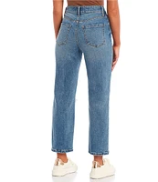 High Rise Ankle Crop Straight Jeans