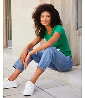 High Rise Ankle Crop Straight Jeans