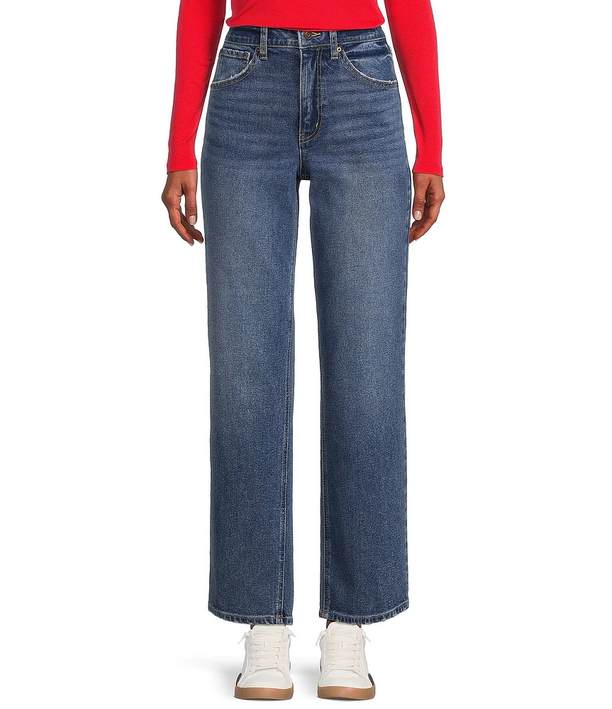 High Rise Ankle Crop Straight Jeans