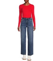 High Rise Ankle Crop Straight Jeans