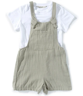 Hippie Girl Big Girls 7-16 Tie-Strap Gauze Romper & Short-Sleeve Knit T-Shirt Set
