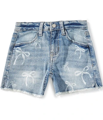 Hippie Girl Little Girls 4-6X Bow Printed Denim Shorts