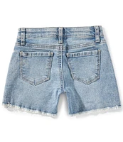 Hippie Girl Little Girls Bow Printed Denim Shorts