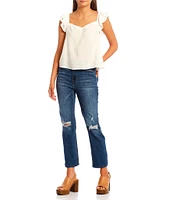 Hippie Laundry High Rise Distressed Slim Straight Leg Jeans