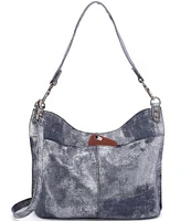 HOBO Pier Blue Pewter Whipstitch Detail Shoulder Bag