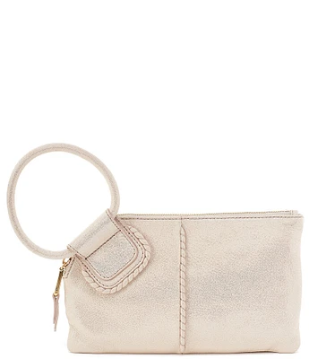 HOBO Sable Sand Shimmer Leather Wristlet Clutch