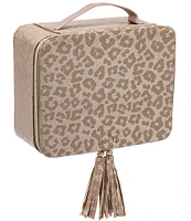 HOLLIS Jett Setter Vegan Leather Leopard Makeup Bag