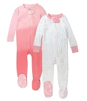 Honest Baby Clothing - Baby Girls Newborn - 12 Months 2-Pack Pink Twinkle Star Sleep and Play Footie Coveralls