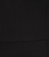 Honey & Sparkle 90s Rib Knit Scoop Neck Pico Edge Rosette Trim Short Sleeve A-Line Skater Dress