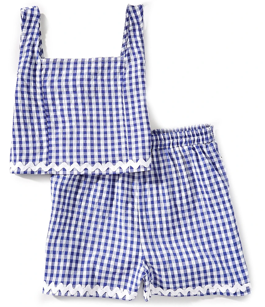 Honey & Sparkle Big Girls 7-16 Gingham Printed Smocked Tank & Shorts Set