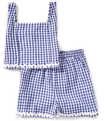 Honey & Sparkle Big Girls 7-16 Gingham Printed Smocked Tank & Shorts Set