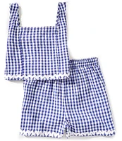 Honey & Sparkle Big Girls 7-16 Gingham Printed Smocked Tank & Shorts Set