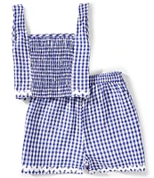 Honey & Sparkle Big Girls 7-16 Gingham Printed Smocked Tank & Shorts Set
