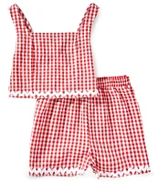 Honey & Sparkle Big Girls 7-16 Gingham Printed Smocked Tank & Shorts Set
