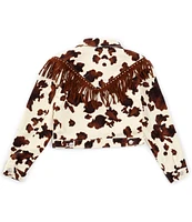 Honey & Sparkle Big Girls 7-16 Long-Sleeve Cow-Printed Denim Jacket