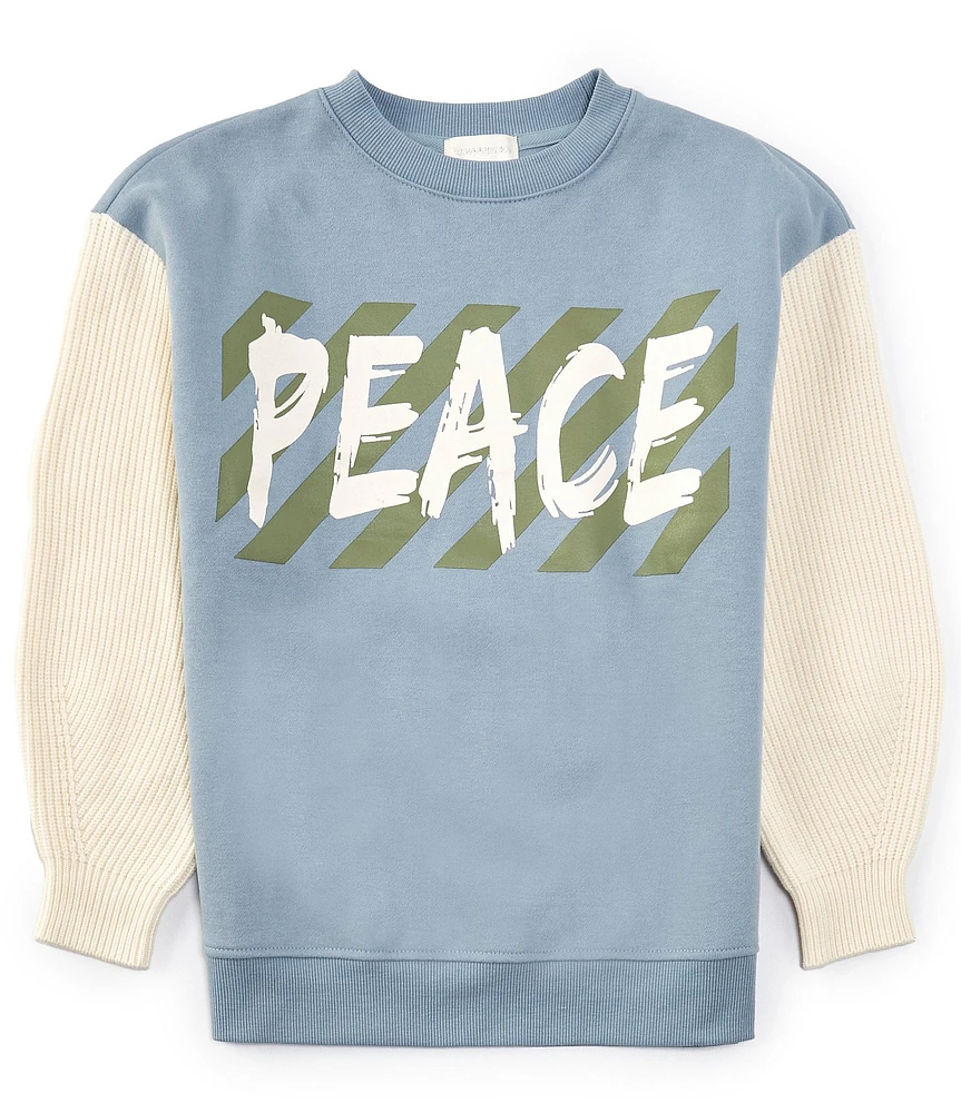 Honey & Sparkle Big Girls 7-16 Long Sleeve Peace Color Block Sweater