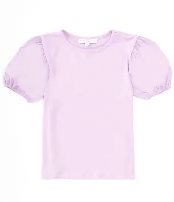Honey & Sparkle Big Girls 7-16 Short Sleeve Knit-To-Woven Top