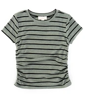 Honey & Sparkle Big Girls 7-16 Short Sleeve Striped Cinched-Side T-Shirt