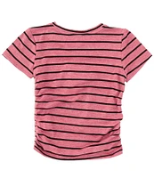 Honey & Sparkle Big Girls 7-16 Short Sleeve Striped Cinched-Side T-Shirt