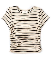 Honey & Sparkle Big Girls 7-16 Short Sleeve Striped Cinched-Side T-Shirt