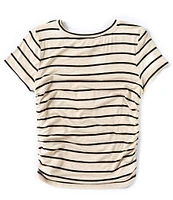 Honey & Sparkle Big Girls 7-16 Short Sleeve Striped Cinched-Side T-Shirt